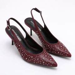 Pointed Toe Studded Heel Slingback TM250687 Sorrel