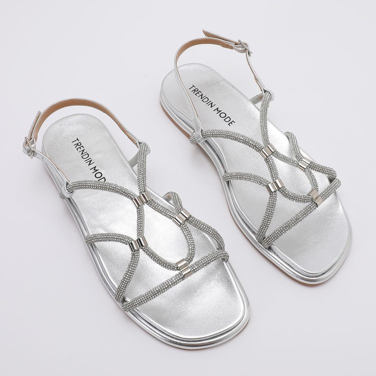 Rhinestone Cords Sandals TMA08001 Silver