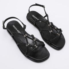Rhinestone Cords Sandals TMA08001 BLACK