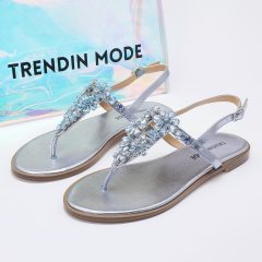 Jeweled Flat Sandals TMA10001 Blue