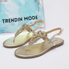 Jeweled Flat Sandals TMA10001 Gold